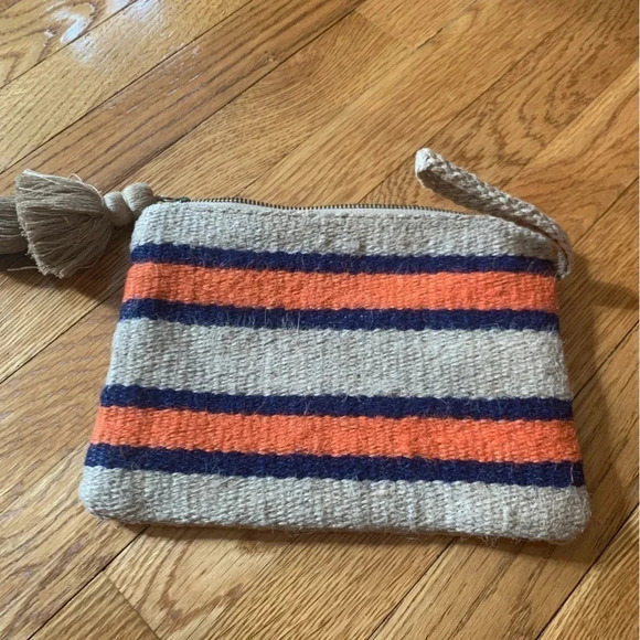 J. Jill Jute Striped Orange and Blue Clutch Coastal Grandmillenial - Picture 4 of 6